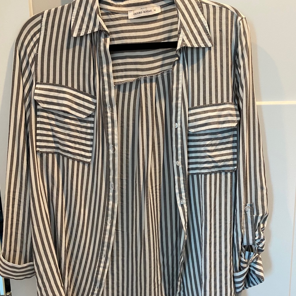 Grey and white button up